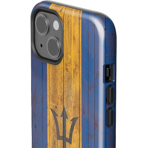 Barbados Flag Dark Wood iPhone 15 Impact Case